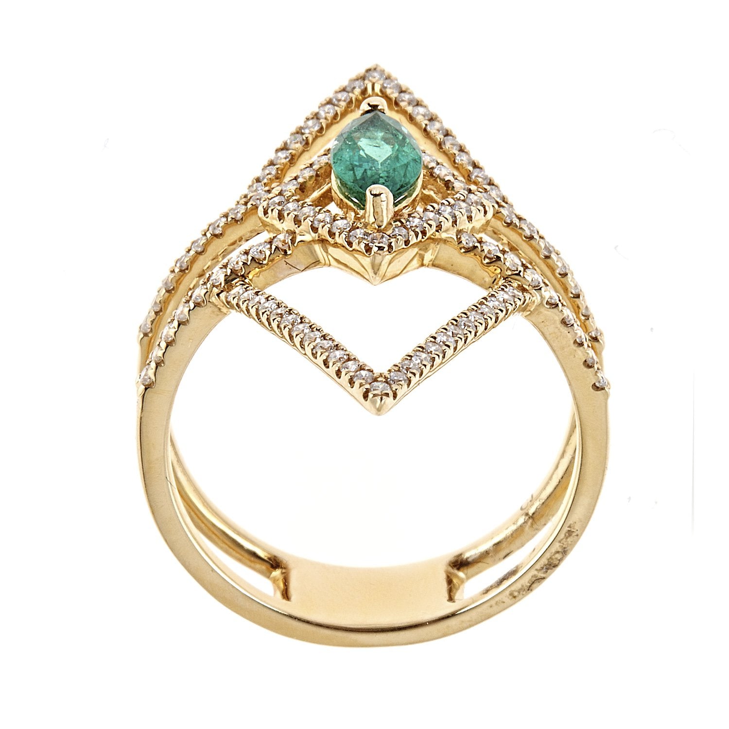 18k Yellow Gold  Emerald And Diamond Ring by Anika and August 3
