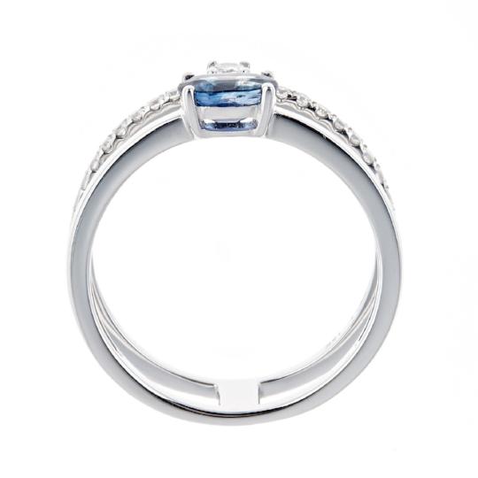 Anika and August 18K White Gold Blue Sapphire and Diamond Ring  3