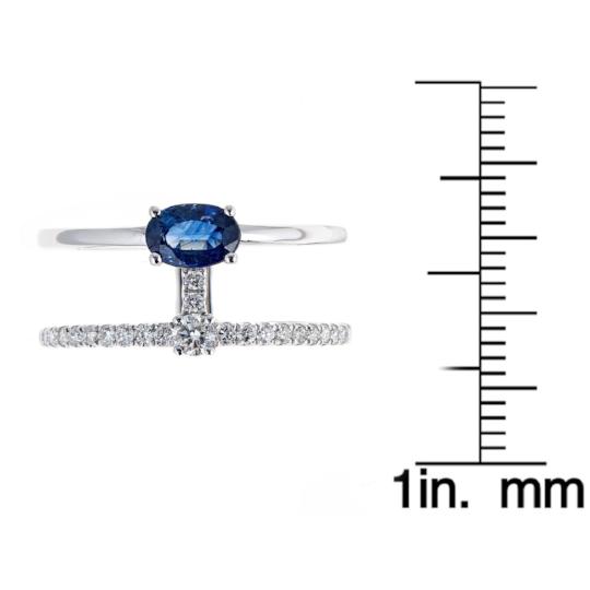 Anika and August 18K White Gold Blue Sapphire and Diamond Ring  4