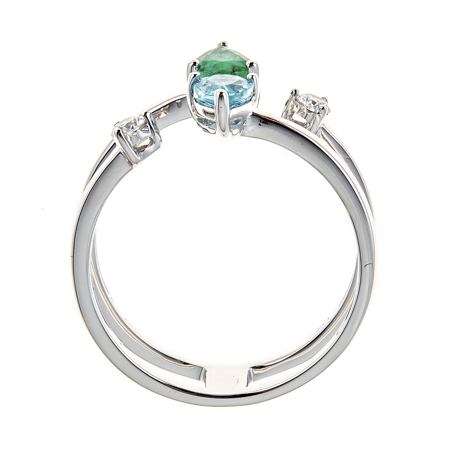 14K White Gold Emerald, Apatite and Diamond Ring by Anika and August 3