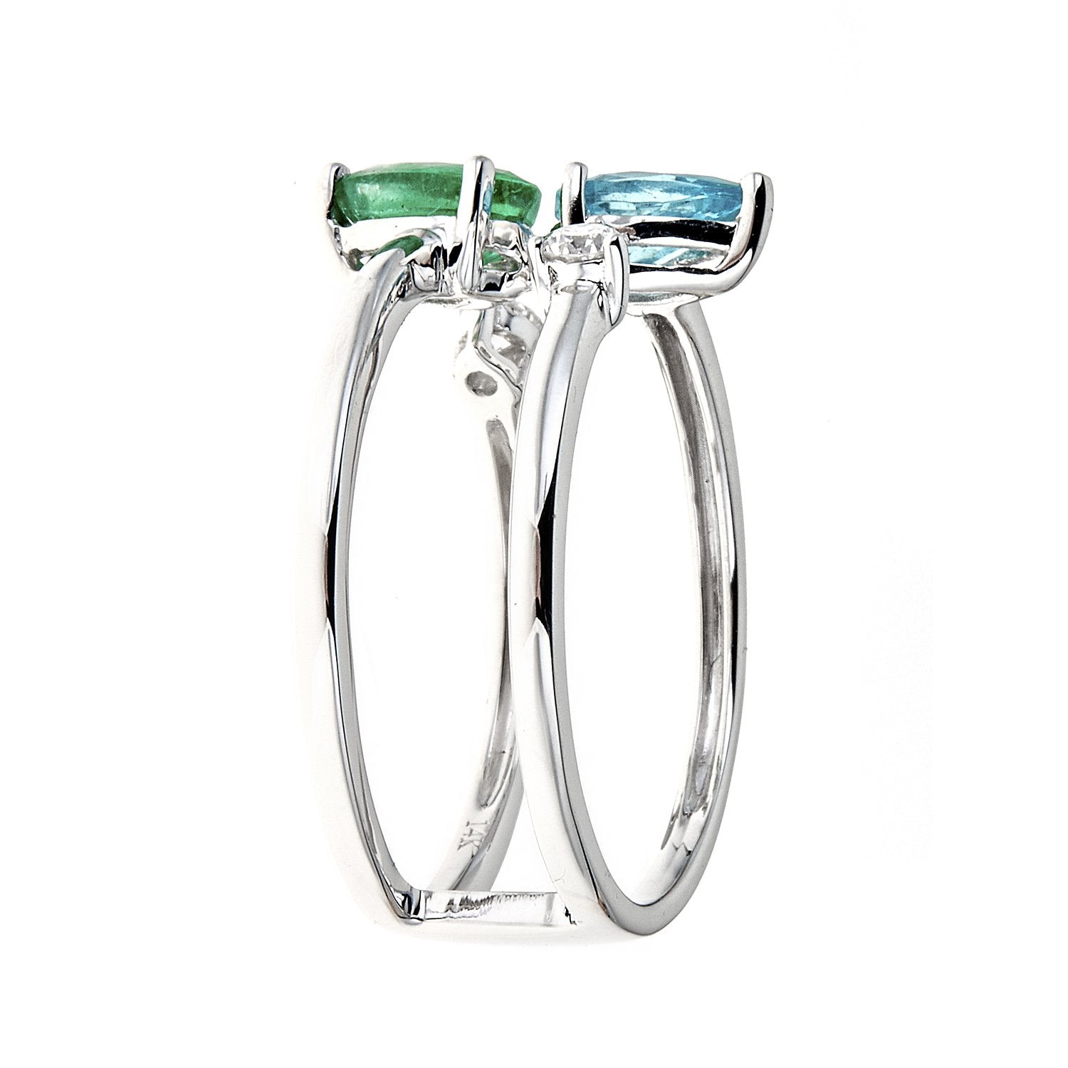 14K White Gold Emerald, Apatite and Diamond Ring by Anika and August 2