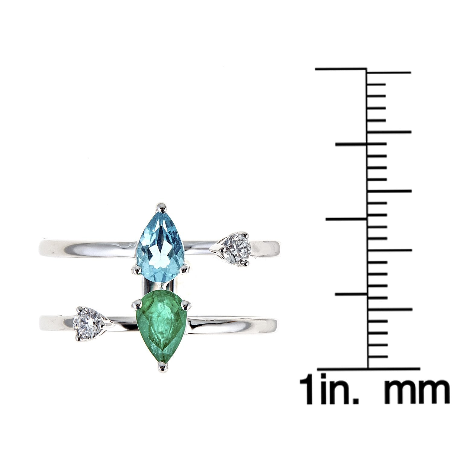 14K White Gold Emerald, Apatite and Diamond Ring by Anika and August