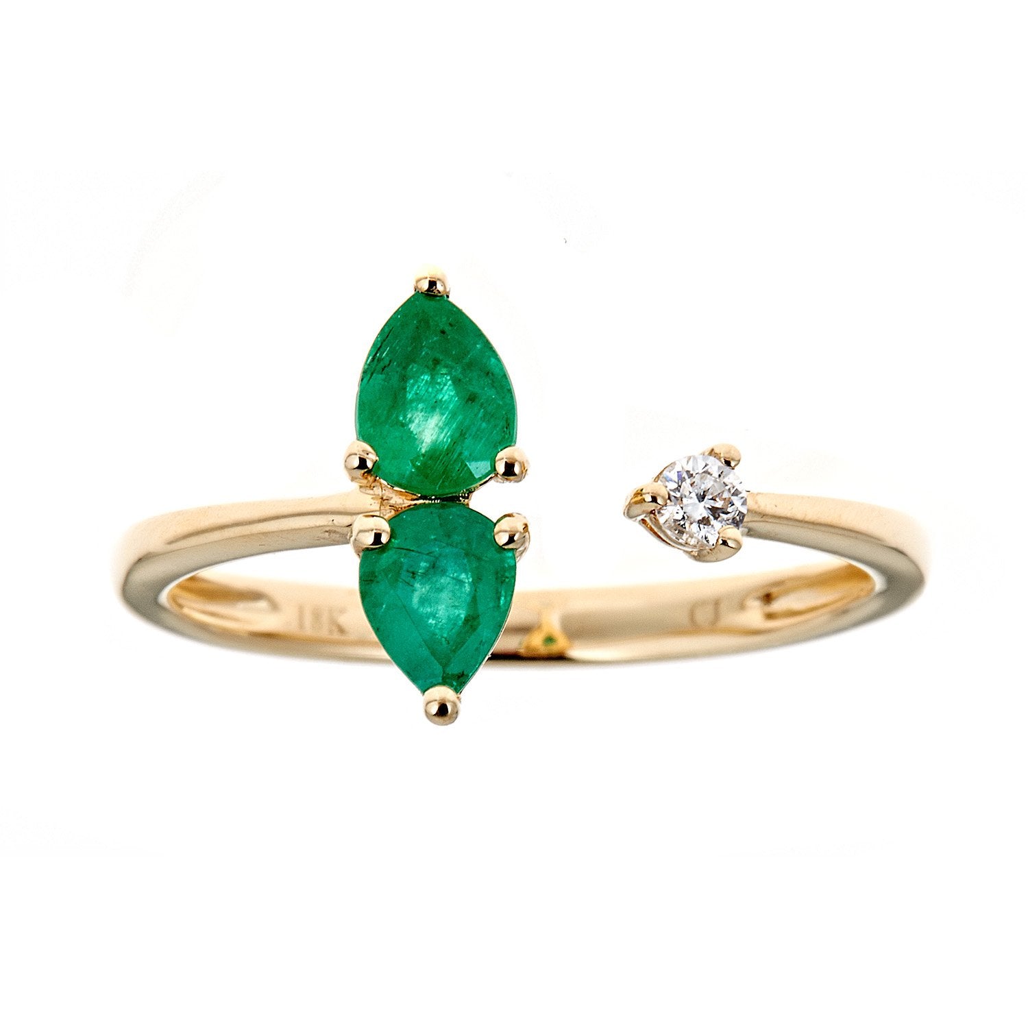 18K Yellow Gold Emerald and Diamond Ring by Anika and August 1