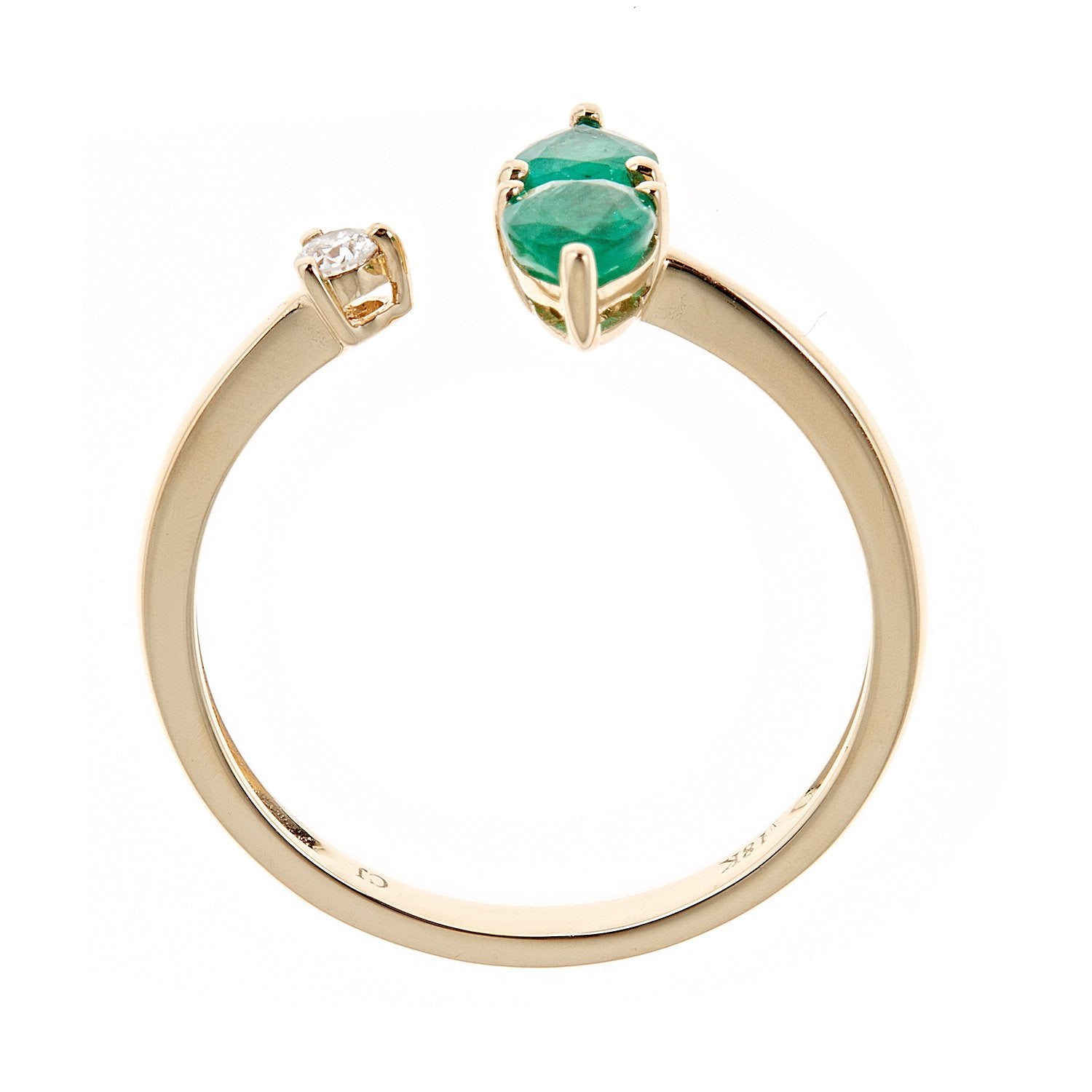 18K Yellow Gold Emerald and Diamond Ring by Anika and August 3