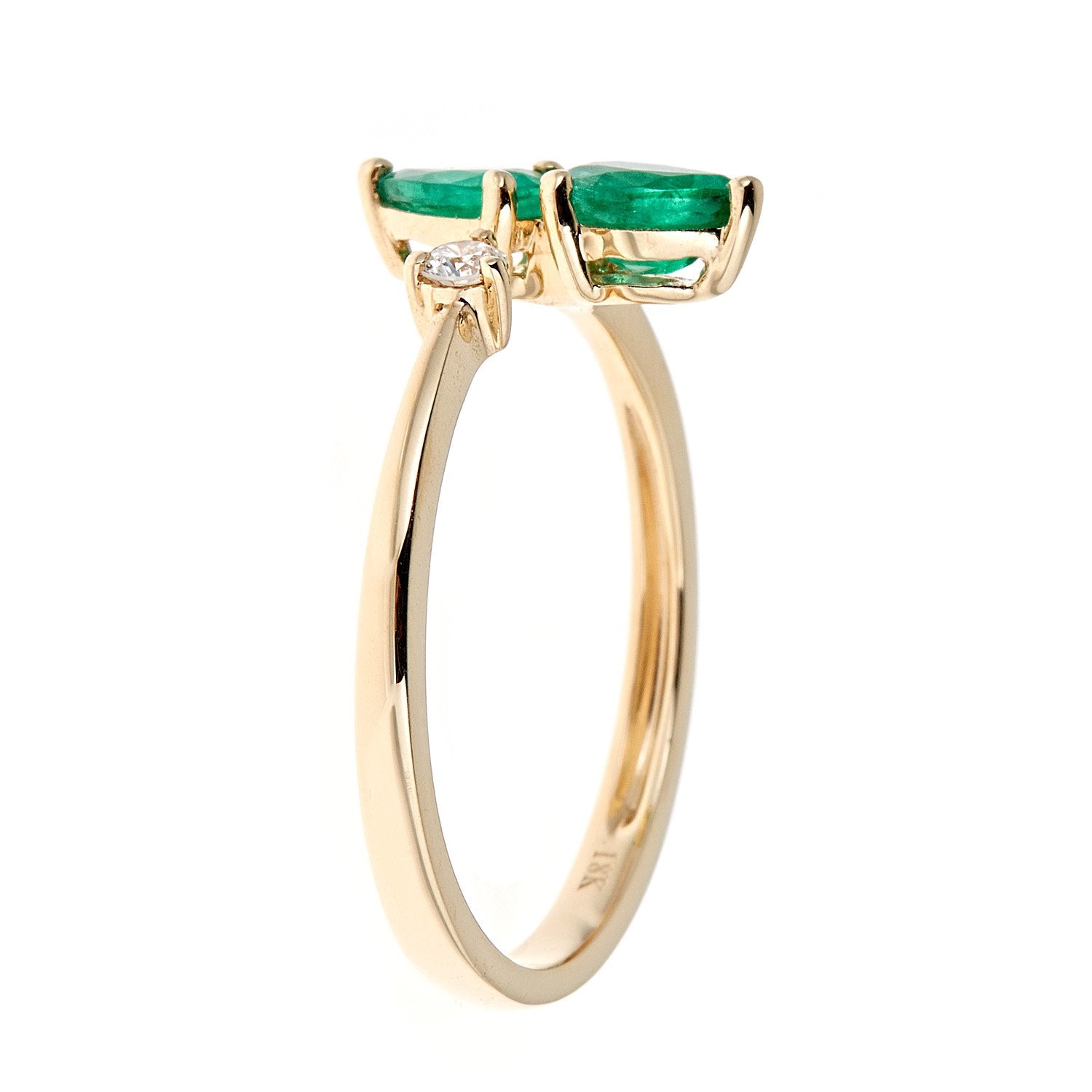 18K Yellow Gold Emerald and Diamond Ring by Anika and August 2
