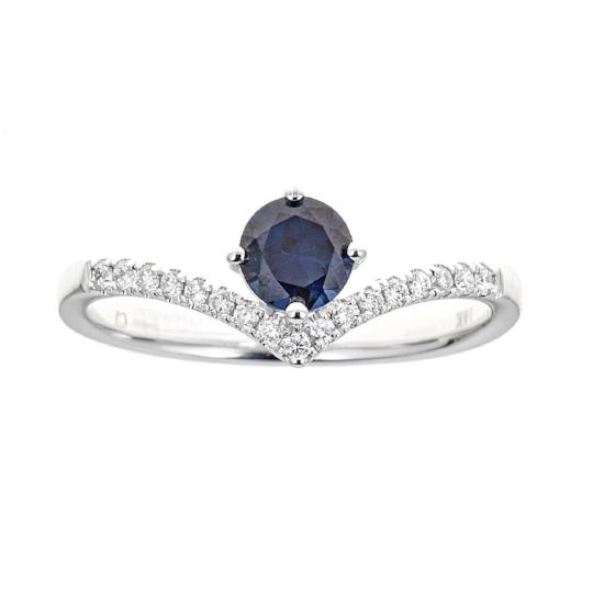 18K White Gold Blue Sapphire And Diamond Ring by Anika and August 1